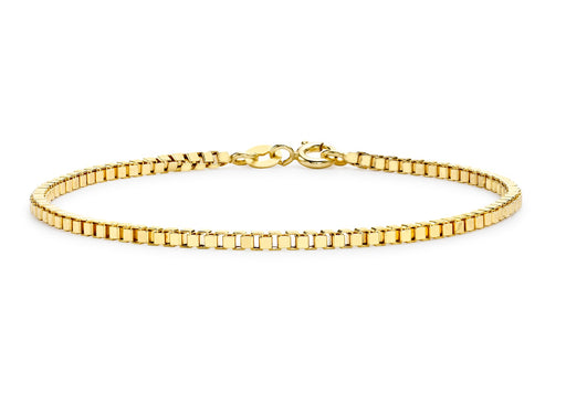 9ct Yellow Gold Hollow Box Bracelet 19m/7.5"9