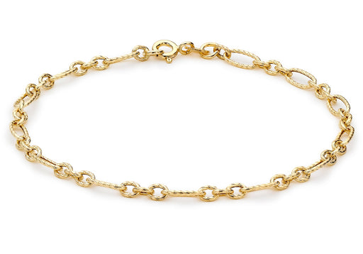 9ct Yellow Gold Textured Figaro Bracelet 19m/7.5"9