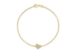 9ct Yellow Gold 0.12t Pave Set Diamond Heart Charm Bracelet 18m/7"9