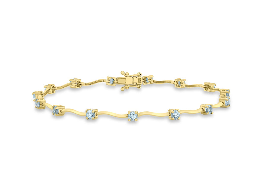 9ct Yellow Gold Swiss Blue Topaz Bracelet 19m/7.5"9
