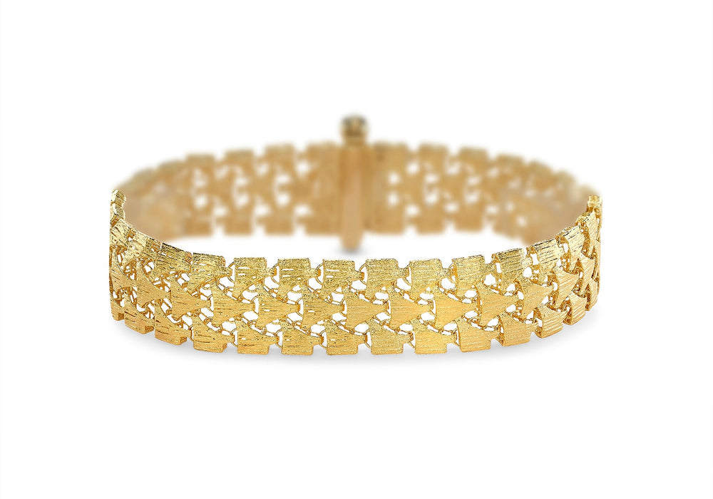 9ct Yellow Gold Three Row Lace Style Bracelet