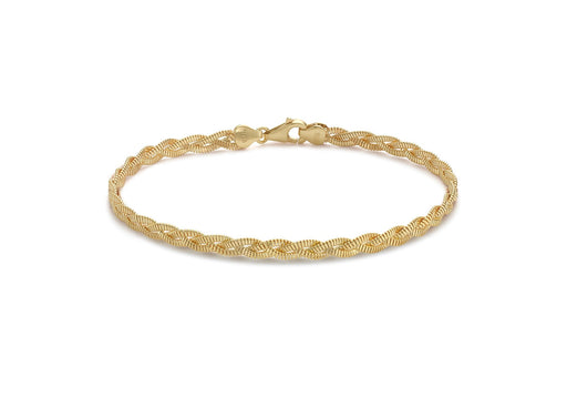 9ct Yellow Gold Flat Plaited Snake Chain Bracelet 18m/7"9