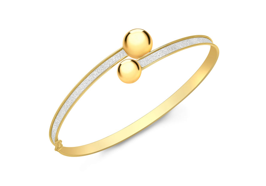 9ct Yellow Gold Double-Ball Crossover Stardust Bangle