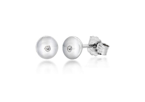 9ct White Gold 0.02t Diamond Dome 5mm Stud Earrings