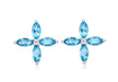 9ct White Gold 0.04t Diamond and Blue Topaz Flower Stud Earrings