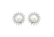 9ct White Gold 0.25t Diamond and Pearl Cluster 10mm Stud Earrings