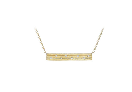 9ct Yellow Gold 0.06t Diamond Satin Bar Adjustable Necklace  41m/16"-46m/18"9
