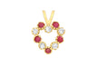 9ct Yellow Gold White and Red Zirconia  Heart Pendant