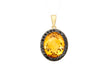 9ct Yellow Gold 0.20ct Black Diamond Oval Citrine Pendant
