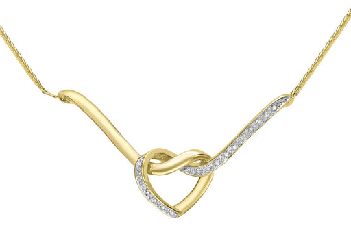 9ct Yellow Gold 0.09ct Diamond Heart Knot Necklet9