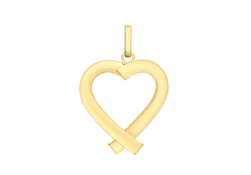 9ct Yellow Gold Triangular Tube Heart Pendant