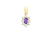 9ct Yellow Gold Purple and White Zirconia  Oval Flower Pendant