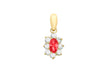 9ct Yellow Gold Oval Red and White Zirconia  8mm x 16mm Pendant