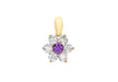 9ct Yellow Gold Purple and White Zirconia  Flower Cluster Pendant