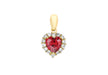 9ct Yellow Gold Red and White Zirconia  Heart Pendant