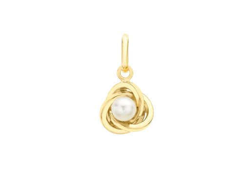 9ct Yellow Gold Fresh Water Pearl 9mm x 12mm Knot Pendant