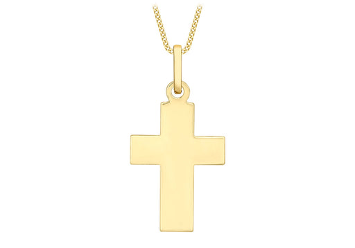 9ct Yellow Gold Thick Plain Cross Pendant