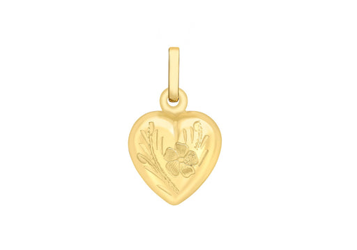 9ct Yellow Gold Engraved Heart Pendant