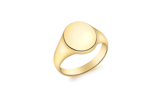9ct Yellow Gold Plain 10mm x 12mm Oval Signet Ring