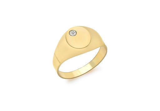 9ct Yellow Gold Zirconia  7mm x 9mm Oval Signet Ring