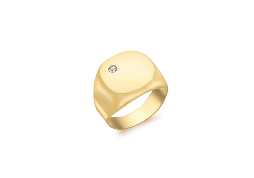 9ct Yellow Gold Zirconia  Square Signet Ring