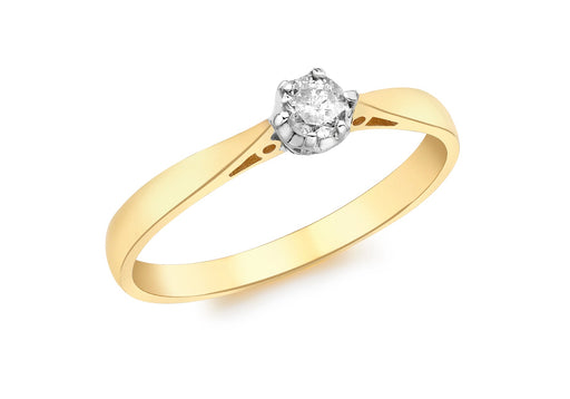 9ct Yellow Gold 0.10ct Solitaire Diamond Ring