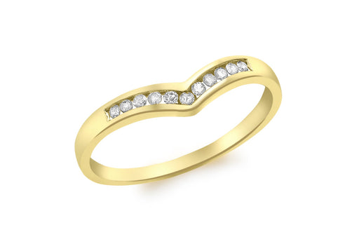 9ct Yellow Gold 0.10ct Channel Set Diamond Wishbone Ring