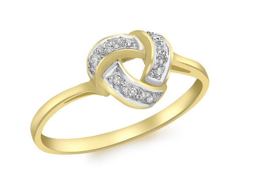 9ct Yellow Gold 0.05t Diamond Knot Ring