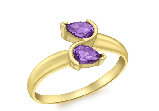 9ct Yellow Gold Amethyst Crossover Ring