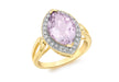 9ct Yellow Gold 0.15t Diamond and Marquise Amethyst Ring