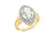 9ct Yellow Gold 0.15t Diamond and Marquise Green Amethyst Ring