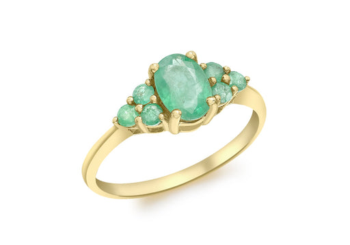 9ct Yellow Gold Emerald Cluster Ring