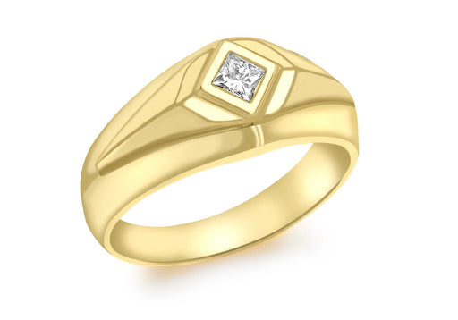 9ct Yellow Gold 0.15t Diamond Set Men's Ring
