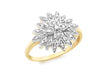 9ct Yellow Gold 0.10ct Diamond Cluster Flower Ring