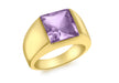 9ct Yellow Gold Large Square Amethyst Dress Ring
