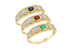 9ct Yellow Gold Emerald Ruby and Sapphire Ring Set9