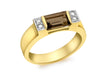 9ct Yellow Gold 0.08t Diamond and Smokey Quartz Ring