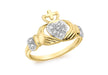 9ct Yellow Gold 0.05ct Diamond Claddagh Ring