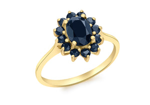 9ct Yellow Gold Sapphire Cluster Ring