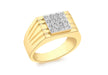 9ct Yellow Gold 0.25t Diamond Square FlCuted Men's Ring