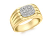 9ct Yellow Gold 0.25t Diamond Men's ushion FlCute Ring