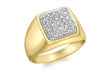9ct Yellow Gold 0.21t Pave Set Diamond Square Men's Ring