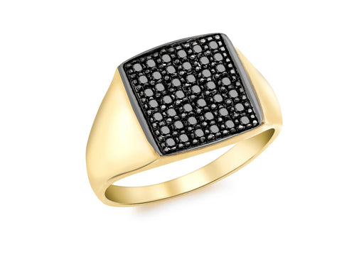 9ct Yellow Gold 0.40t Pave Set Black Diamond Men's Ring