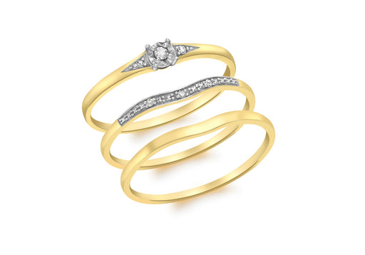9ct Yellow Gold 0.05t Diamond Bridal Ring Set9