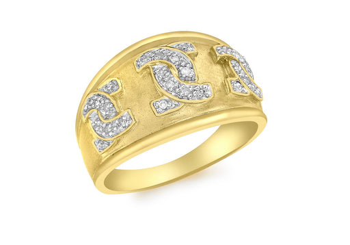 9ct Yellow Gold 0.10ct Diamond Satin Dome Ring
