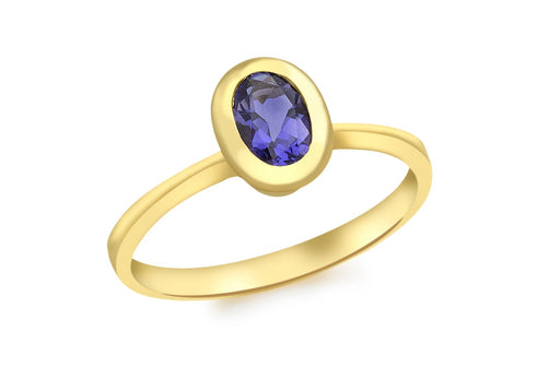 9ct Yellow Gold Oval Iolite Ring