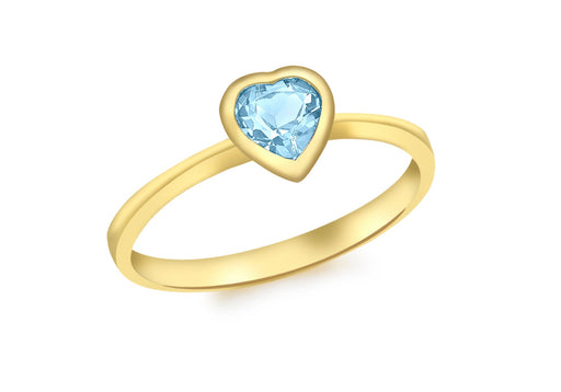 9ct Yellow Gold Blue Topaz Heart Ring