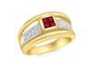 9ct Yellow Gold 0.07t Diamond and Ruby Ring
