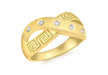 9ct Yellow Gold 0.04t Diamond Greek Key Pattern Crossover Ring