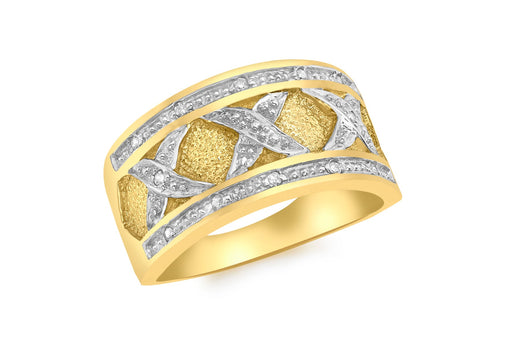 9ct Yellow Gold 0.06t Diamond Cross Ring